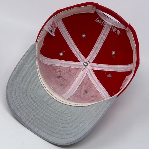 Vintage 90s Philadelphia Phillies Hat Baseball Cap New Era USA Made Snapback Red - Picture 4 of 12